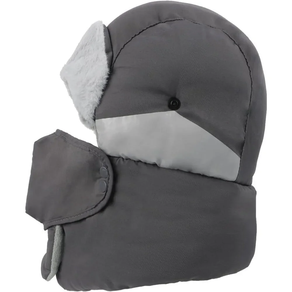 Unisex Gray Winter Trapper Face Mask Waterproof Ski Snow Imported Russian Hat